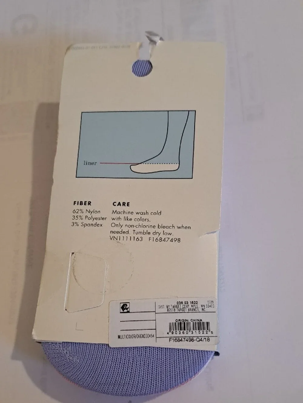 Cat & Jack Pastel Pink, Lavender & White No-Show Liner Socks - 4 Pack
